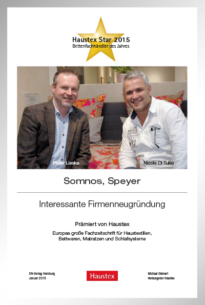Somnos GmbH-Bettenfachhändler Urkunde Somnos GmbH