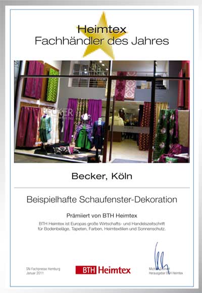 Gottfried Becker GmbH-Bettenfachhändler Urkunde Gottfried Becker GmbH
