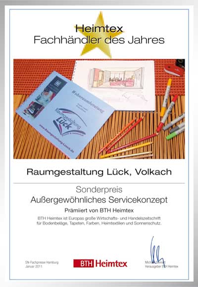 Raumgestaltung Lück-Bettenfachhändler Urkunde Raumgestaltung Lück