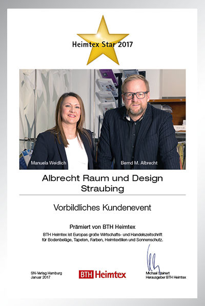 Albrecht Raum und Design-Bettenfachhändler Urkunde Albrecht Raum und Design