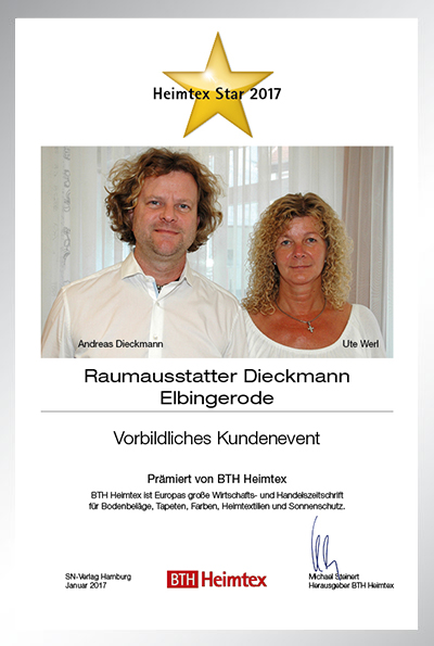 Raumausstatter Dieckmann-Bettenfachhändler Urkunde Raumausstatter Dieckmann