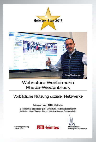 Wohnstore Westermann-Bettenfachhändler Urkunde Wohnstore Westermann