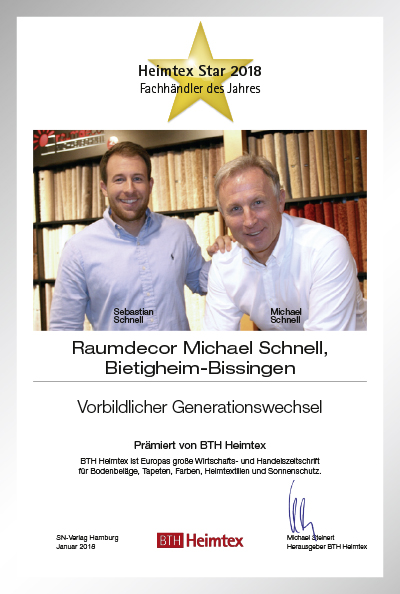 Raumdecor Michael Schnell-Bettenfachhändler Urkunde Raumdecor Michael Schnell