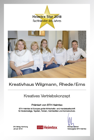 Kreativhaus Wilgmann-Bettenfachhändler Urkunde Kreativhaus Wilgmann