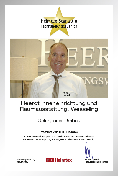 Heerdt Inneneinrichtung und Raumausstattung-Bettenfachhändler Urkunde Heerdt Inneneinrichtung und Raumausstattung