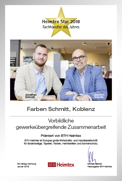 Farben Schmitt-Bettenfachhändler Urkunde Farben Schmitt