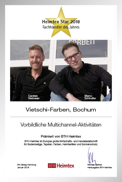 Vietschi-Farben-Bettenfachhändler Urkunde Vietschi-Farben