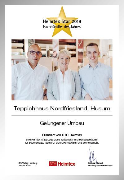Teppichhaus Nordfriesland E. Bornhof GmbH-Bettenfachhändler Urkunde Teppichhaus Nordfriesland E. Bornhof GmbH