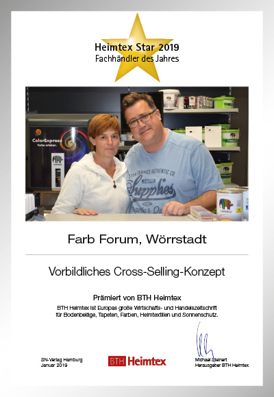 Farb Forum-Bettenfachhändler Urkunde Farb Forum