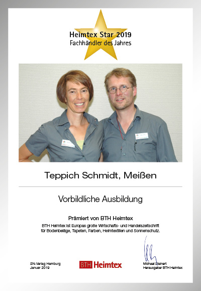 Teppich Schmidt-Bettenfachhändler Urkunde Teppich Schmidt