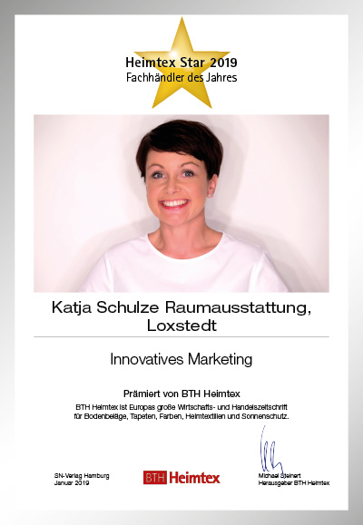 Katja Schulze Raumausstattung-Bettenfachhändler Urkunde Katja Schulze Raumausstattung
