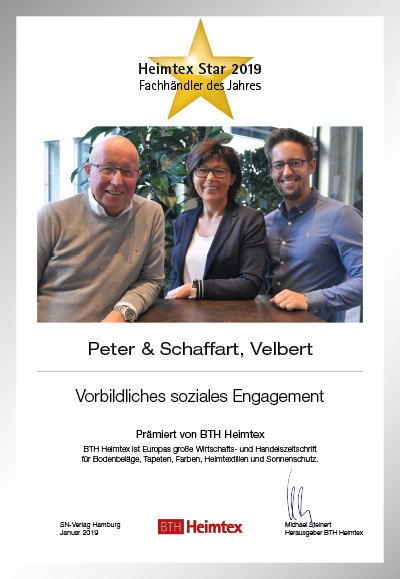Peter & Schaffart GmbH-Bettenfachhändler Urkunde Peter & Schaffart GmbH