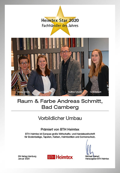 Raum & Farbe Andreas Schmitt-Bettenfachhändler Urkunde Raum & Farbe Andreas Schmitt