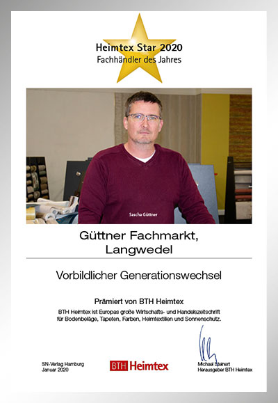 Güttner Fachmarkt GmbH & Co. KG-Bettenfachhändler Urkunde Güttner Fachmarkt GmbH & Co. KG