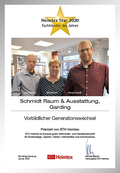 Schmidt Raum & Ausstattung-Bettenfachhändler Urkunde Schmidt Raum & Ausstattung