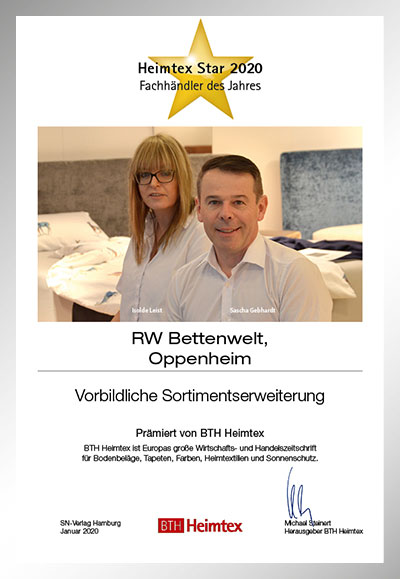 Gebhart und Leist GbR-Bettenfachhändler Urkunde Gebhart und Leist GbR