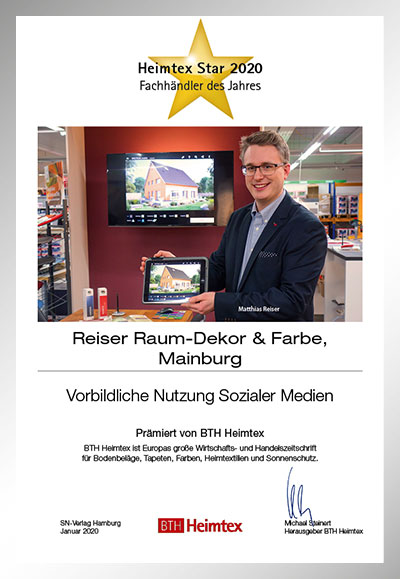 Reiser GmbH-Bettenfachhändler Urkunde Reiser GmbH