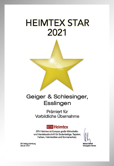 Geiger & Schlesinger-Bettenfachhändler Urkunde Geiger & Schlesinger