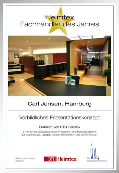 Carl Jensen GmbH & Co KG-Bettenfachhändler Urkunde Carl Jensen GmbH & Co KG
