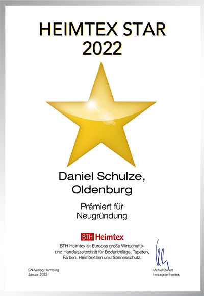 Daniel Schulze Raumausstattung-Bettenfachhändler Urkunde Daniel Schulze Raumausstattung