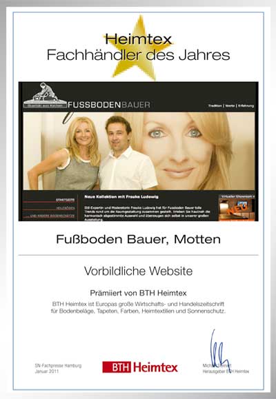 Bauer GmbH & Co.-Bettenfachhändler Urkunde Bauer GmbH & Co.