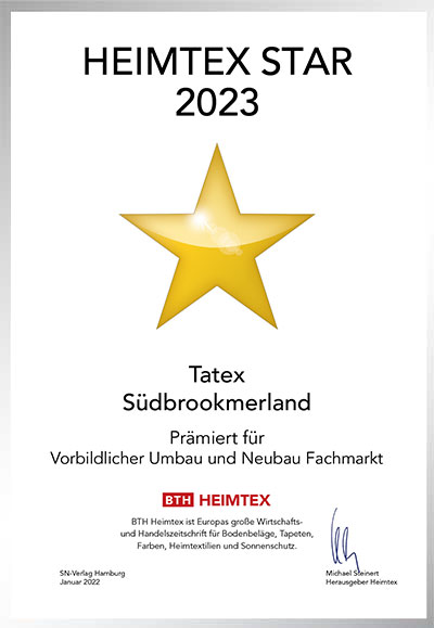 Tatex-Bettenfachhändler Urkunde Tatex