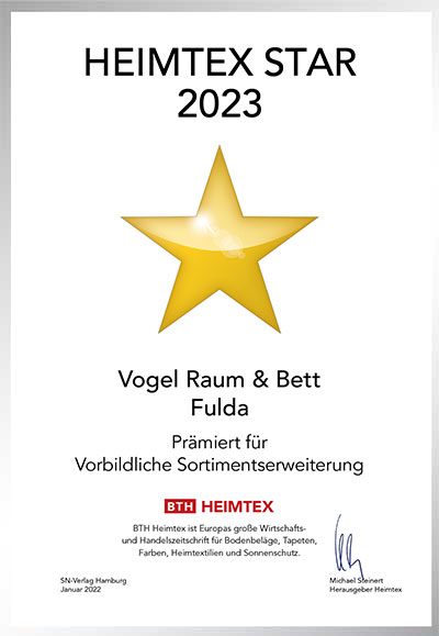 Vogel Raum & Bett-Bettenfachhändler Urkunde Vogel Raum & Bett