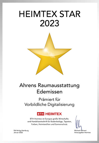 Ahrens Raumausstattung-Bettenfachhändler Urkunde Ahrens Raumausstattung