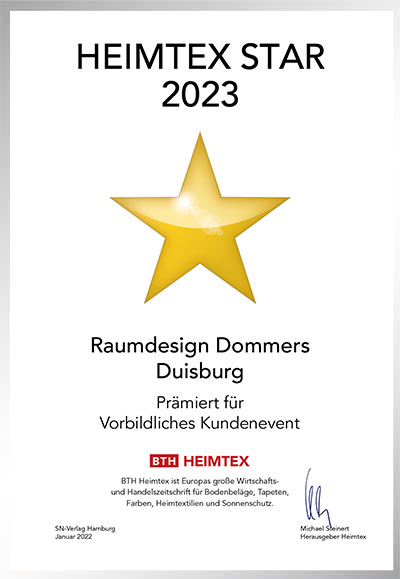 Raumdesign Dommers GmbH-Bettenfachhändler Urkunde Raumdesign Dommers GmbH