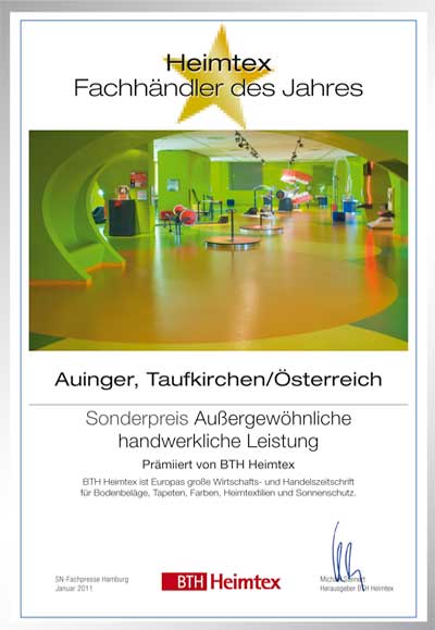 Auinger Ges.m.b.H.-Bettenfachhändler Urkunde Auinger Ges.m.b.H.