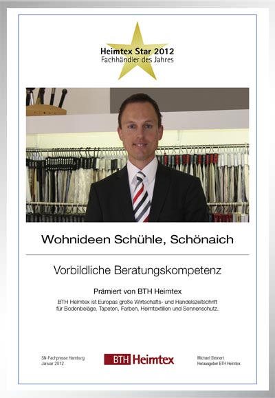 Wohnideen Schühle-Bettenfachhändler Urkunde Wohnideen Schühle
