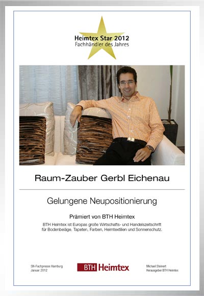 Raum-Zauber Gerbl-Bettenfachhändler Urkunde Raum-Zauber Gerbl