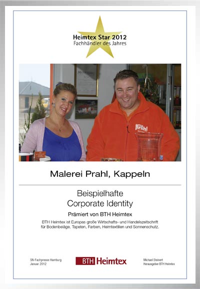 Malerei Prahl-Bettenfachhändler Urkunde Malerei Prahl