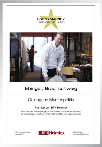 Ebinger-Bettenfachhändler Urkunde Ebinger