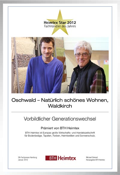 Oschwald-Bettenfachhändler Urkunde Oschwald