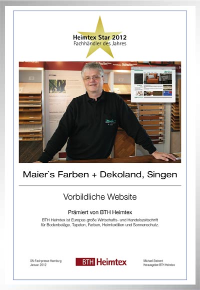 Maiers Farben + Dekoland-Bettenfachhändler Urkunde Maiers Farben + Dekoland