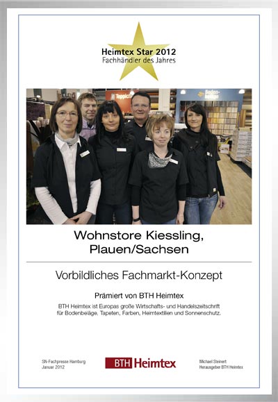 Wohnstore Kiessling-Bettenfachhändler Urkunde Wohnstore Kiessling