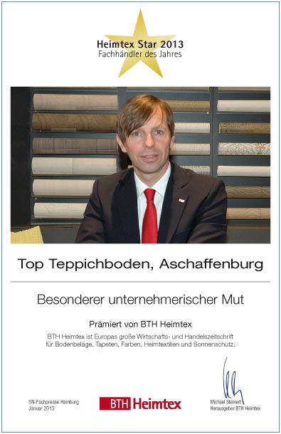 TOP Teppichbodenmarkt GmbH-Bettenfachhändler Urkunde TOP Teppichbodenmarkt GmbH
