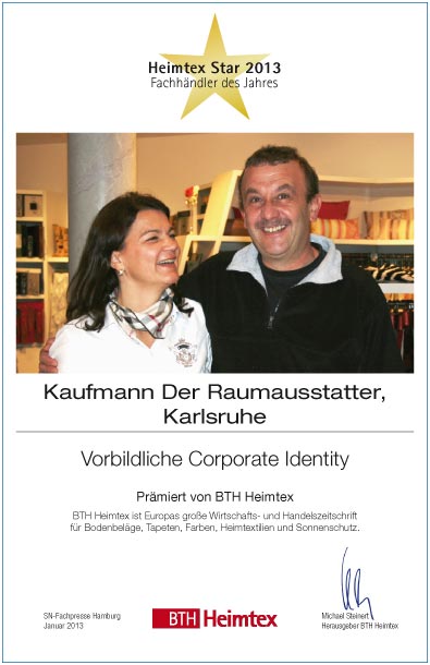 Elmar Kaufmann Raumausstattung GmbH-Bettenfachhändler Urkunde Elmar Kaufmann Raumausstattung GmbH