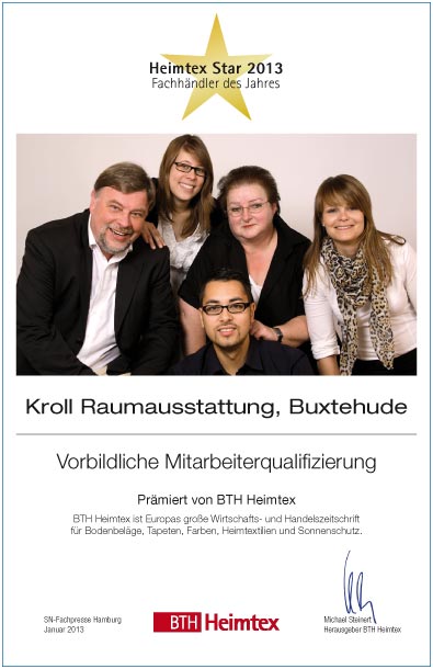 Kroll Raumaustattung-Bettenfachhändler Urkunde Kroll Raumaustattung