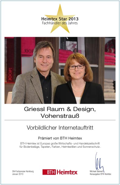 Grießl Raum und Design-Bettenfachhändler Urkunde Grießl Raum und Design