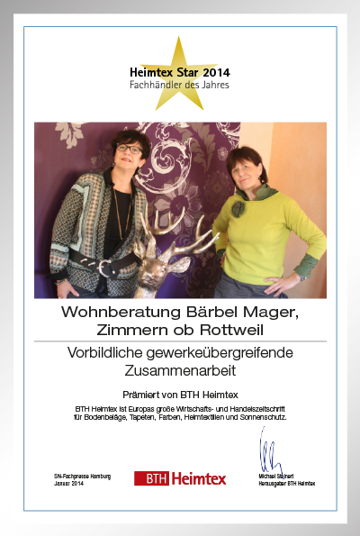 Bärbel Mager Individuelle Wohnideen-Bettenfachhändler Urkunde Bärbel Mager Individuelle Wohnideen