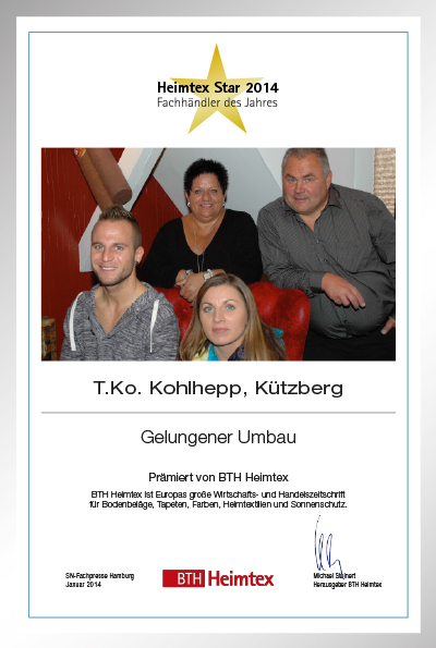 T.Ko. Kohlhepp GmbH-Bettenfachhändler Urkunde T.Ko. Kohlhepp GmbH