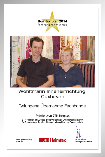 Ernst Wohltmann und Sohn Inneneinrichtung-Bettenfachhändler Urkunde Ernst Wohltmann und Sohn Inneneinrichtung