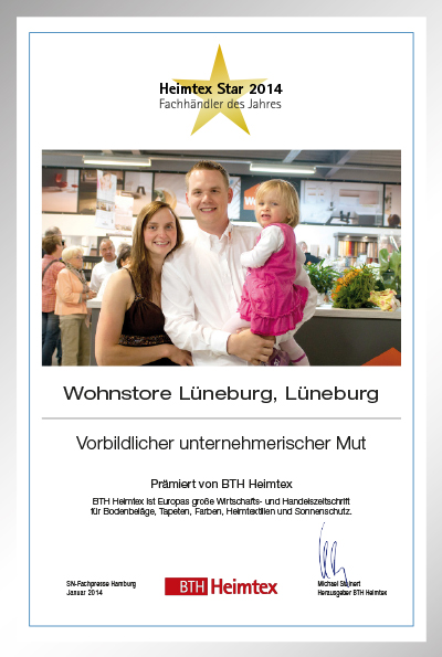 Wohnstore Lüneburg, Glander Farben und Wohnstore e.K.-Bettenfachhändler Urkunde Wohnstore Lüneburg, Glander Farben und Wohnstore e.K.