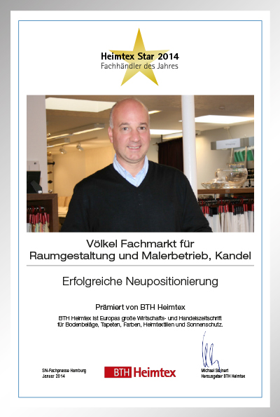 Völkel Fachmarkt für Raumgestaltung und Malerbetrieb e.K.-Bettenfachhändler Urkunde Völkel Fachmarkt für Raumgestaltung und Malerbetrieb e.K.