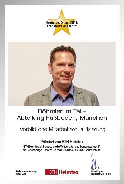Böhmler Einrichtungshaus-Bettenfachhändler Urkunde Böhmler Einrichtungshaus