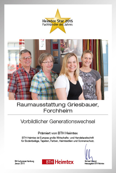 Raumausstattung Griesbauer-Bettenfachhändler Urkunde Raumausstattung Griesbauer