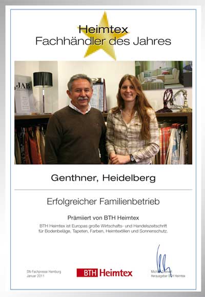 Raum und Idee - Genthner Raumausstattung GmbH-Bettenfachhändler Urkunde Raum und Idee - Genthner Raumausstattung GmbH