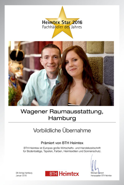 Wagener Raumausstattung GmbH-Bettenfachhändler Urkunde Wagener Raumausstattung GmbH